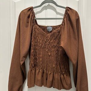ARULA Women's Chocolate Smocked Blouse